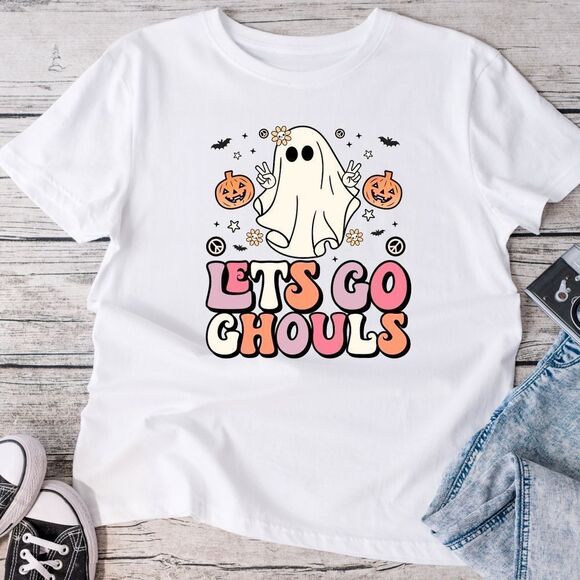 handmade Tops - Lets go ghouls graphic tee shirt